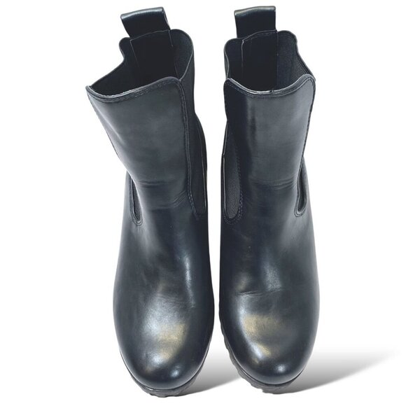 Express Ankle Booties Womens Sz 7M Black Chunky Lug Sole Block Heel Combat Boot - Picture 2 of 12